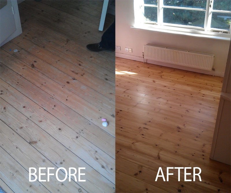 Before and after floor restoration photos