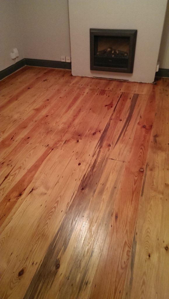 Pine floor gap filled and Osmo oiled