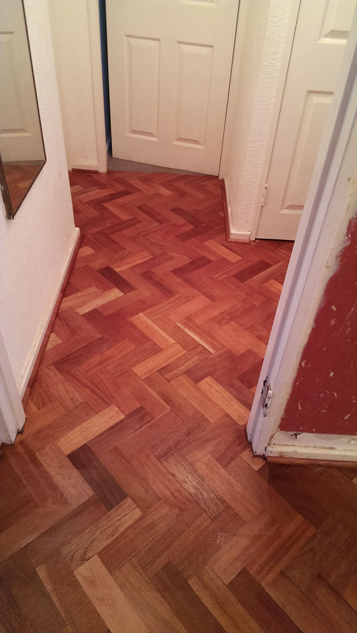 Parquet laying in the hallway